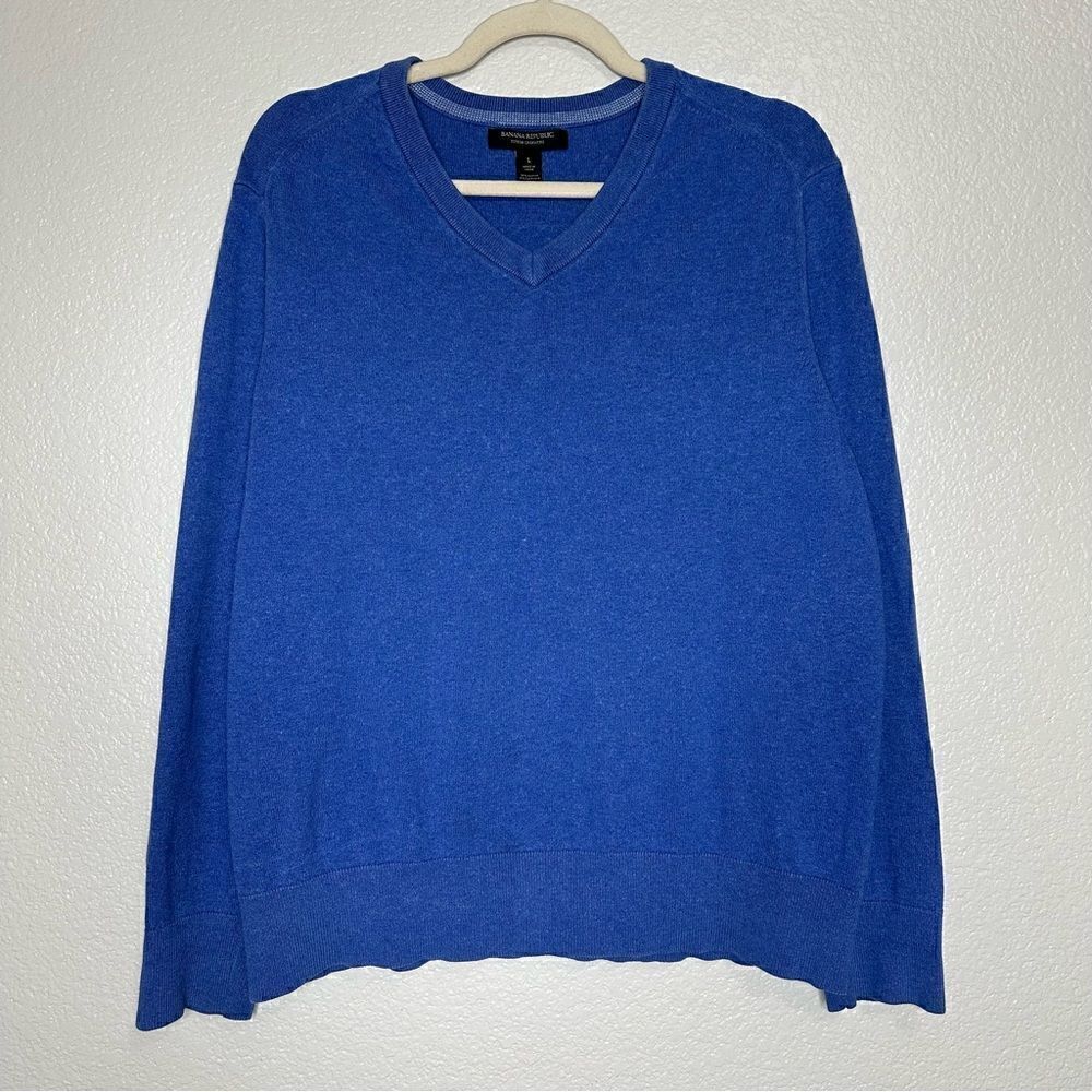 Banana Republic Cashmere Blend Blue V-neck Men's Sweater, Sz Large